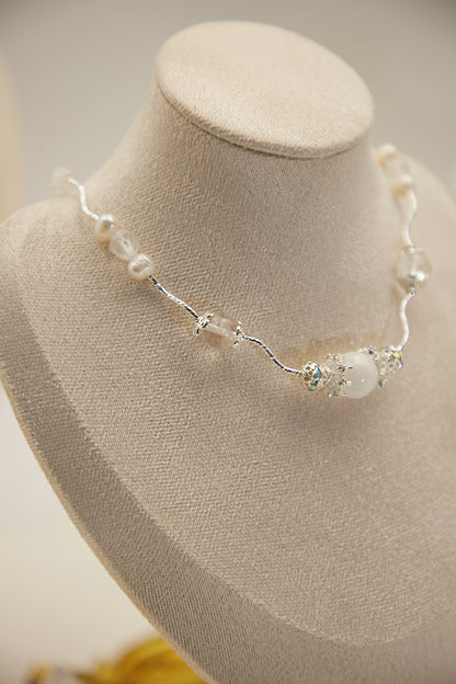 N002-白幽靈・白水晶・淡水珍珠-磁吸款Choker