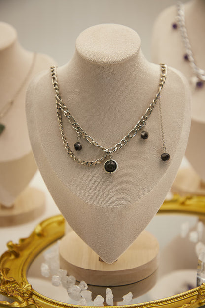 N004-黑曜石．銀曜石磁吸款頸鏈