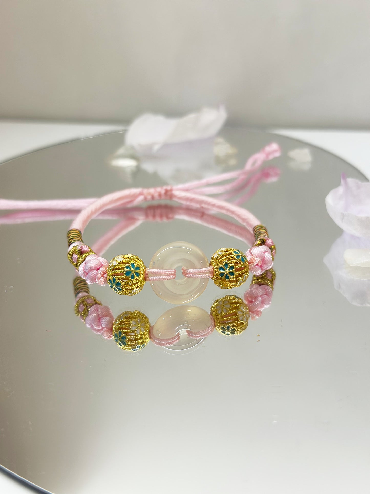 C104-冰種白玉髓平安扣小童手繩（包括加持）