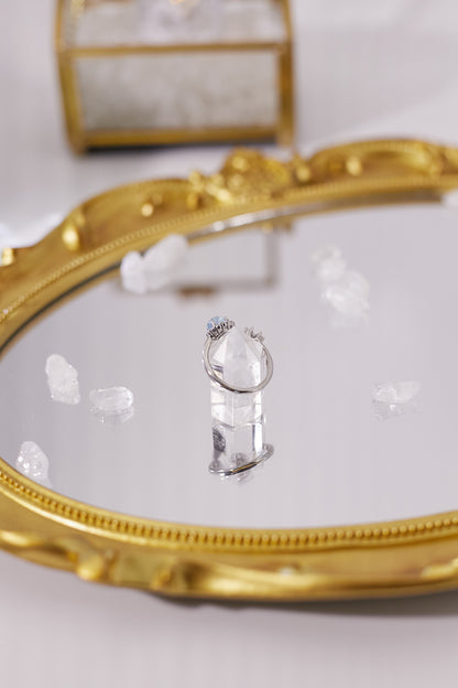 R038-海藍寶蝴蝶結開口戒指