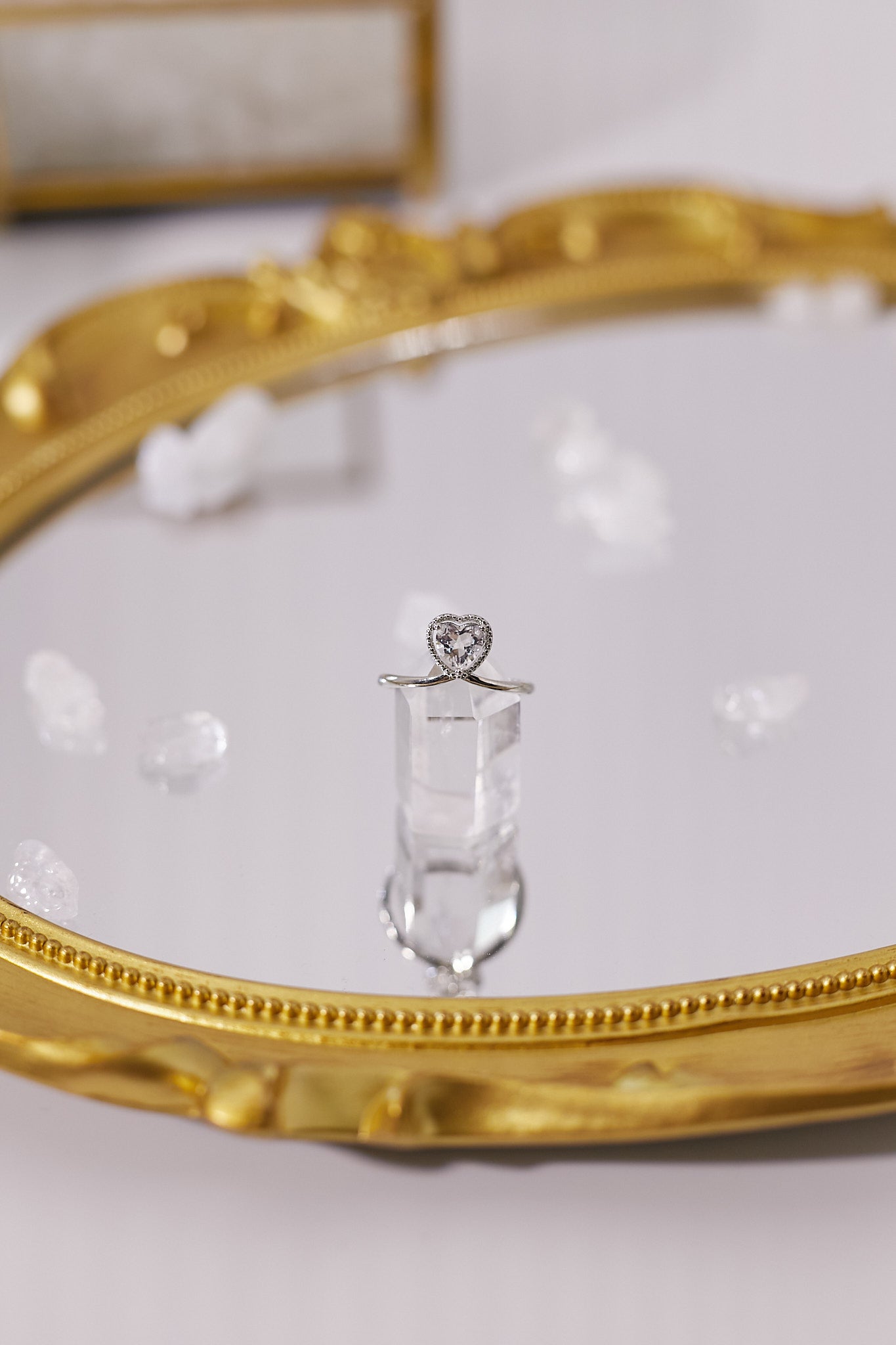 R039-白水晶心形開口戒指