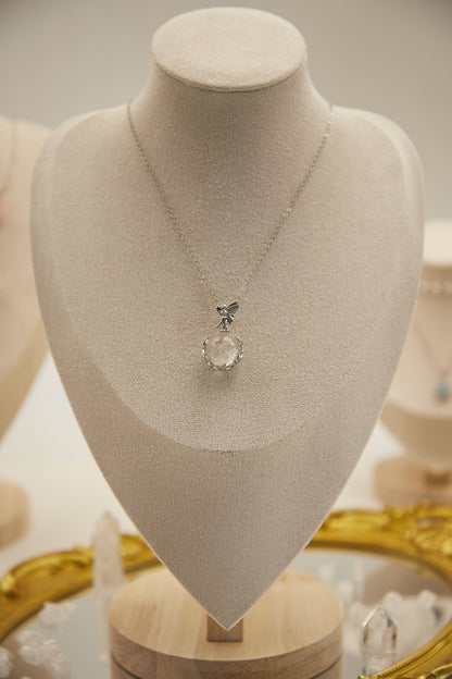 N011-白阿賽天使款吊墜連磁吸款頸鏈