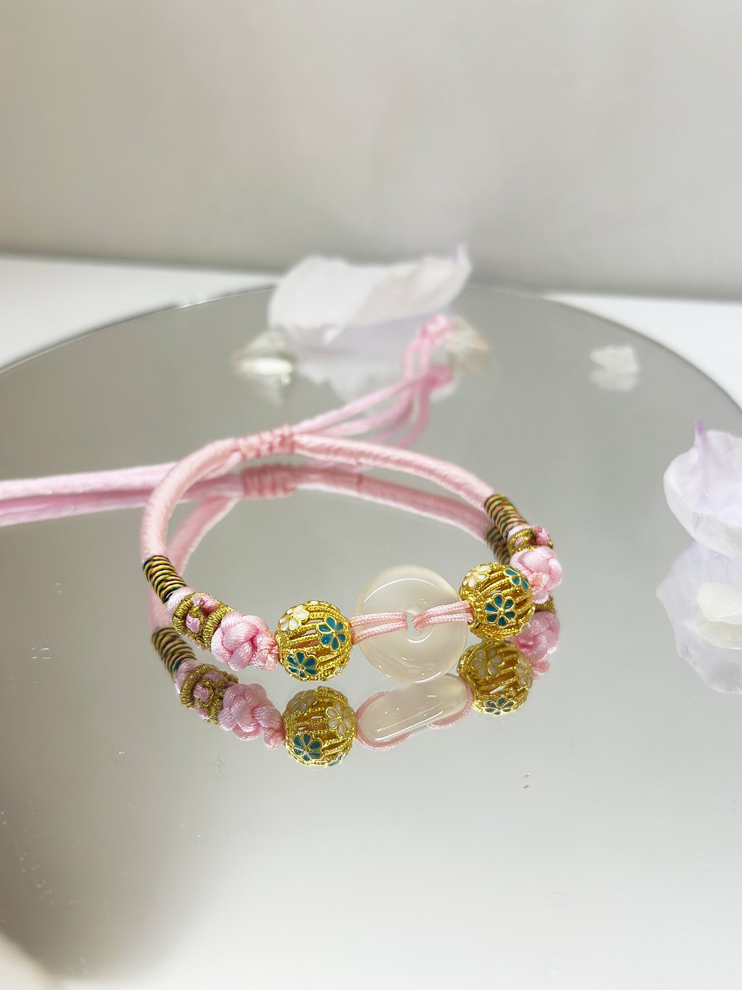 C104-冰種白玉髓平安扣小童手繩（包括加持）