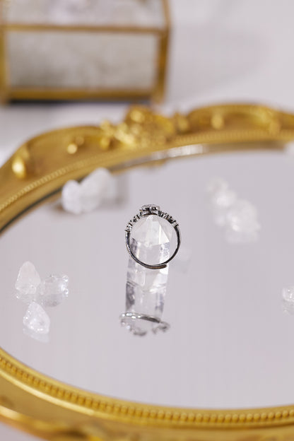 R043-白水晶心形開口戒指