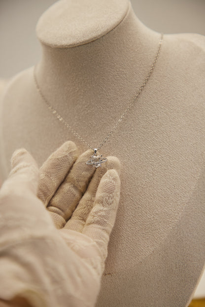 N018-白水晶星球款吊墜連磁吸款頸鏈