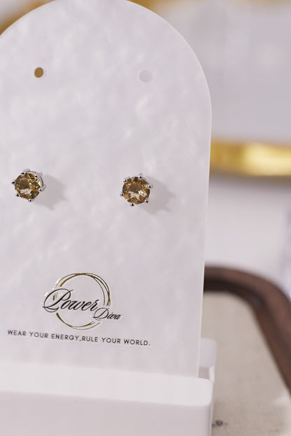 E030-黃晶耳釘（6MM）