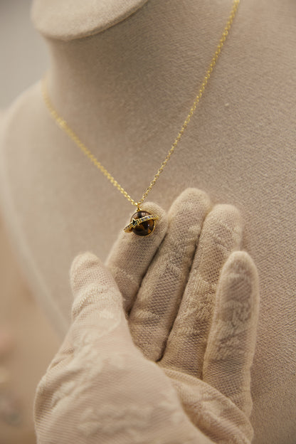 N019-虎眼石星球吊墜連磁吸款頸鏈（金色）