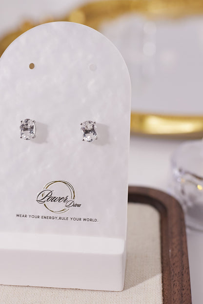 E031-白水晶耳釘（6x8mm)