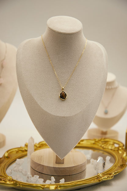 N020-虎眼石吊墜連磁吸款頸鏈（金色）