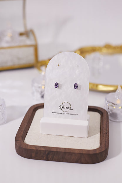 E032-紫晶耳釘（5*7mm)