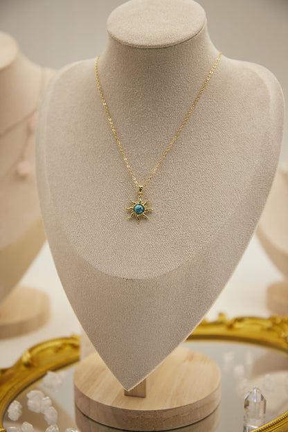 N021-綠松石吊墜連磁吸款頸鏈（金色）