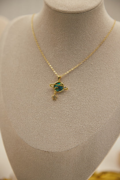 N022-貝母星球款吊墜連磁吸款頸鏈（金色）