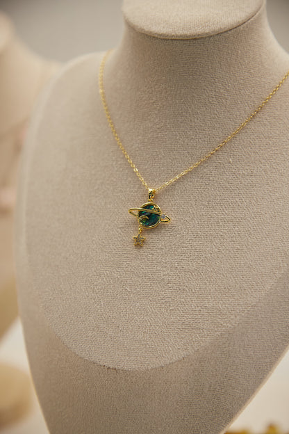 N022-貝母星球款吊墜連磁吸款頸鏈（金色）