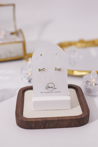 E034-黃水晶蝴蝶結耳釘