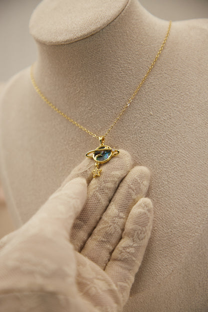 N022-貝母星球款吊墜連磁吸款頸鏈（金色）