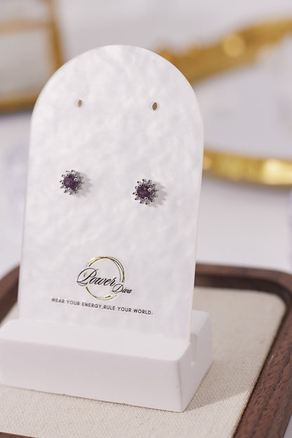 E035-紫晶鋯石耳釘