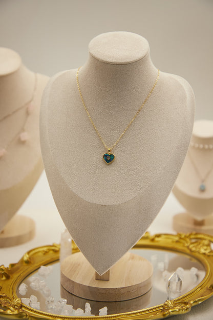 N024-貝母心形款吊墜連磁吸款頸鏈（金色）