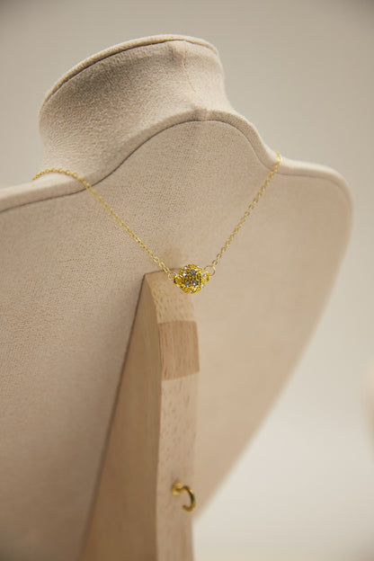 N025-孔雀石星球吊墜連磁吸款頸鏈（金色）