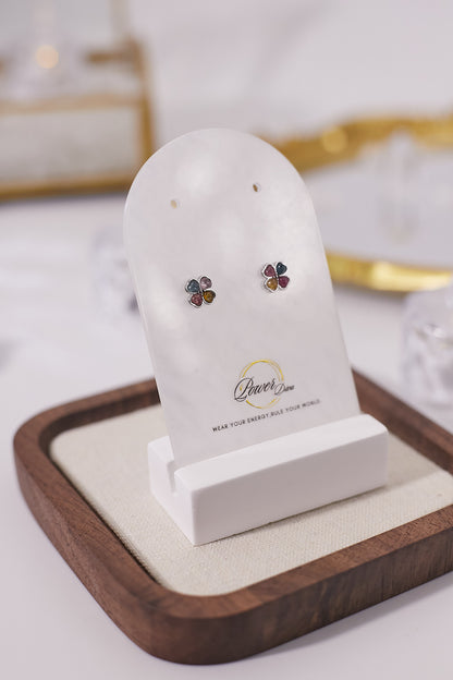 E038-碧璽四葉草形耳釘(3mm)