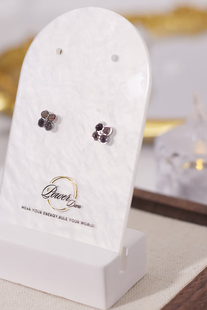 E041-碧璽四葉草形耳釘(2.5mm)