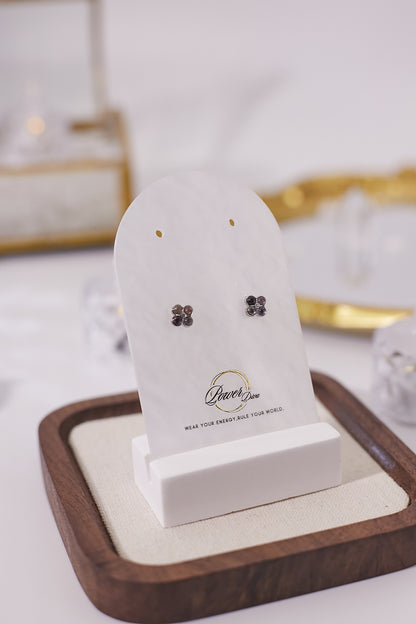 E041-碧璽四葉草形耳釘(2.5mm)