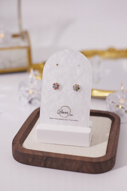 E042-碧璽小花形耳釘