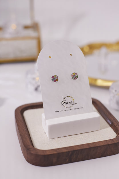 E042-碧璽小花形耳釘