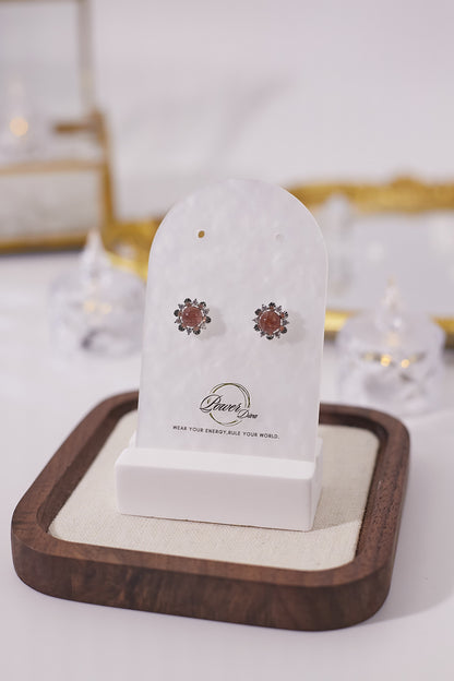 E043-草莓晶花花耳釘（6MM）