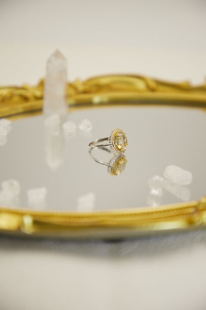 R001-黃晶S925開口戒指