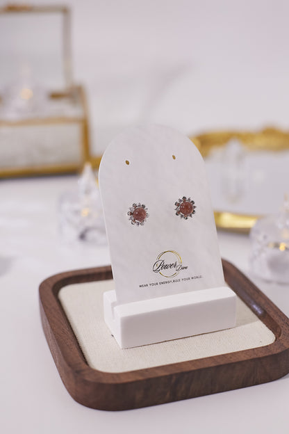 E043-草莓晶花花耳釘（6MM）