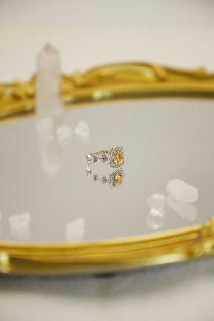 R002-黃晶S925開口戒指