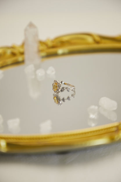 R002-黃晶S925開口戒指