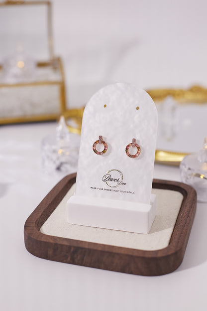 E045-碧璽鋯石圈形耳釘