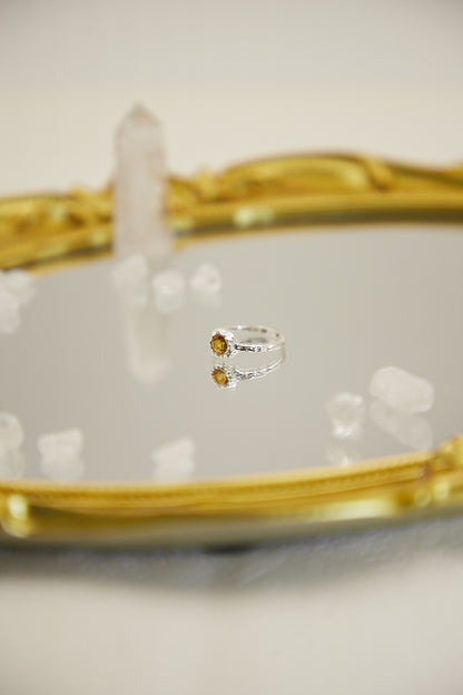 R003-黃晶S925開口戒指