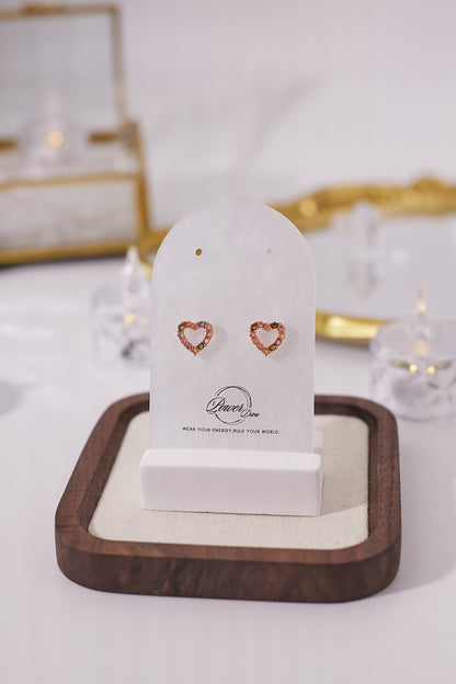 E047-碧璽心形耳釘