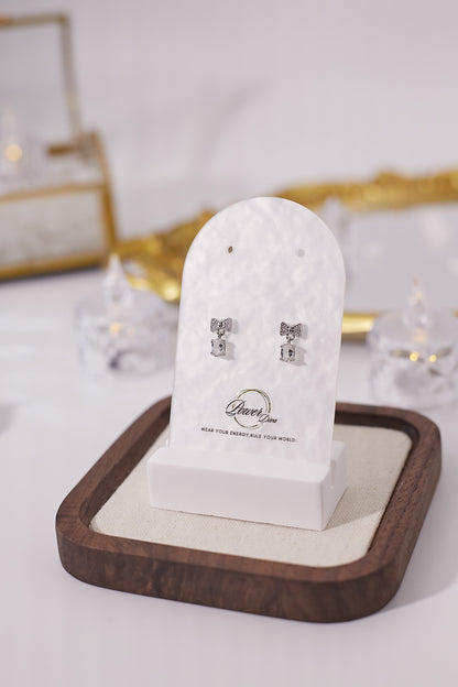 E048-白水晶拼蝴蝶結耳釘