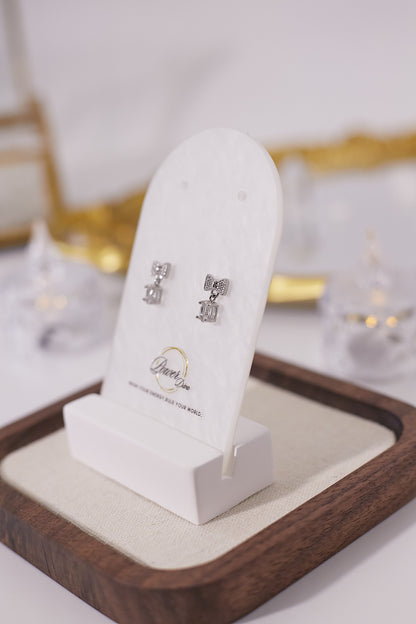 E048-白水晶拼蝴蝶結耳釘