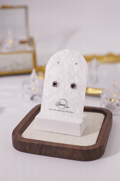 E054-石榴石鋯石耳釘