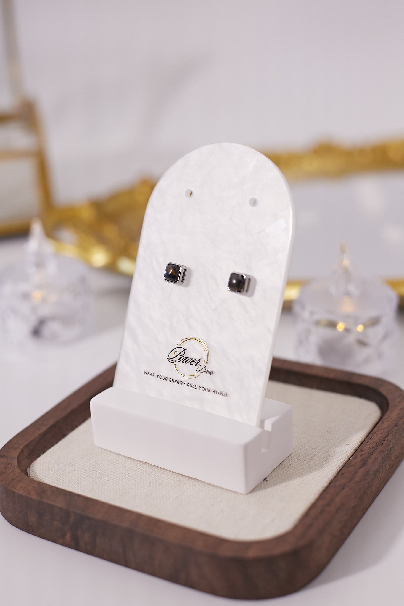 E055-彼德石方形耳釘