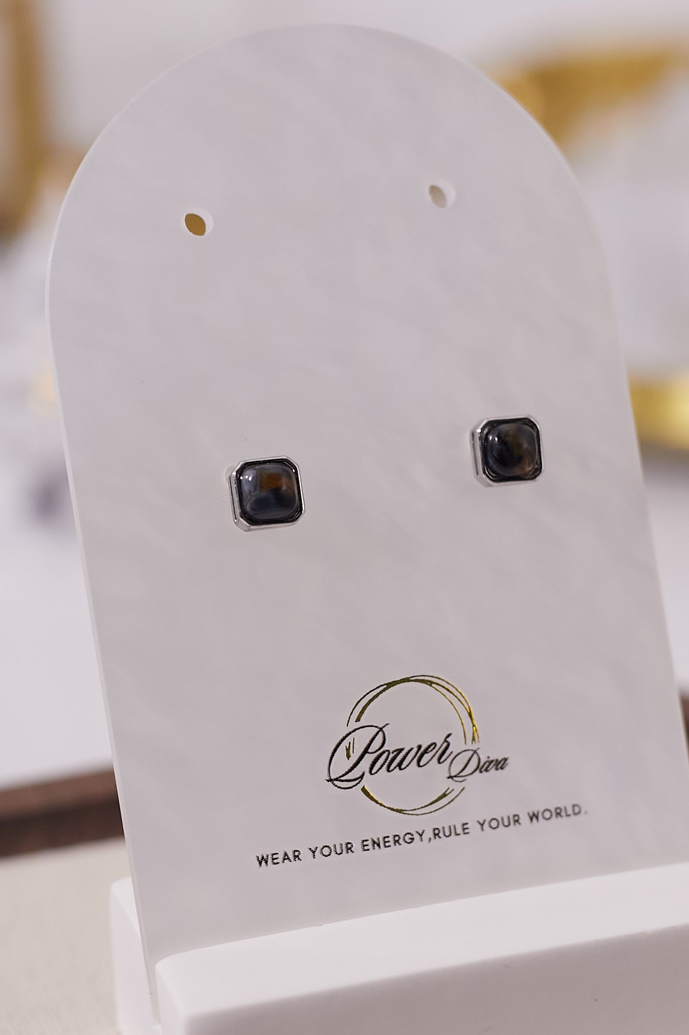 E055-彼德石方形耳釘