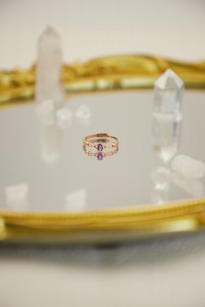 R018- 紫晶S925開口戒指