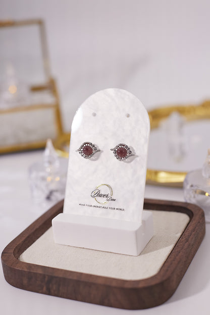 E058-草莓晶鋯石耳釘