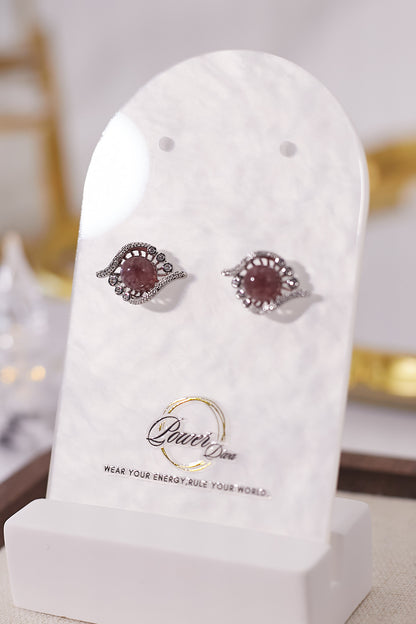 E058-草莓晶鋯石耳釘