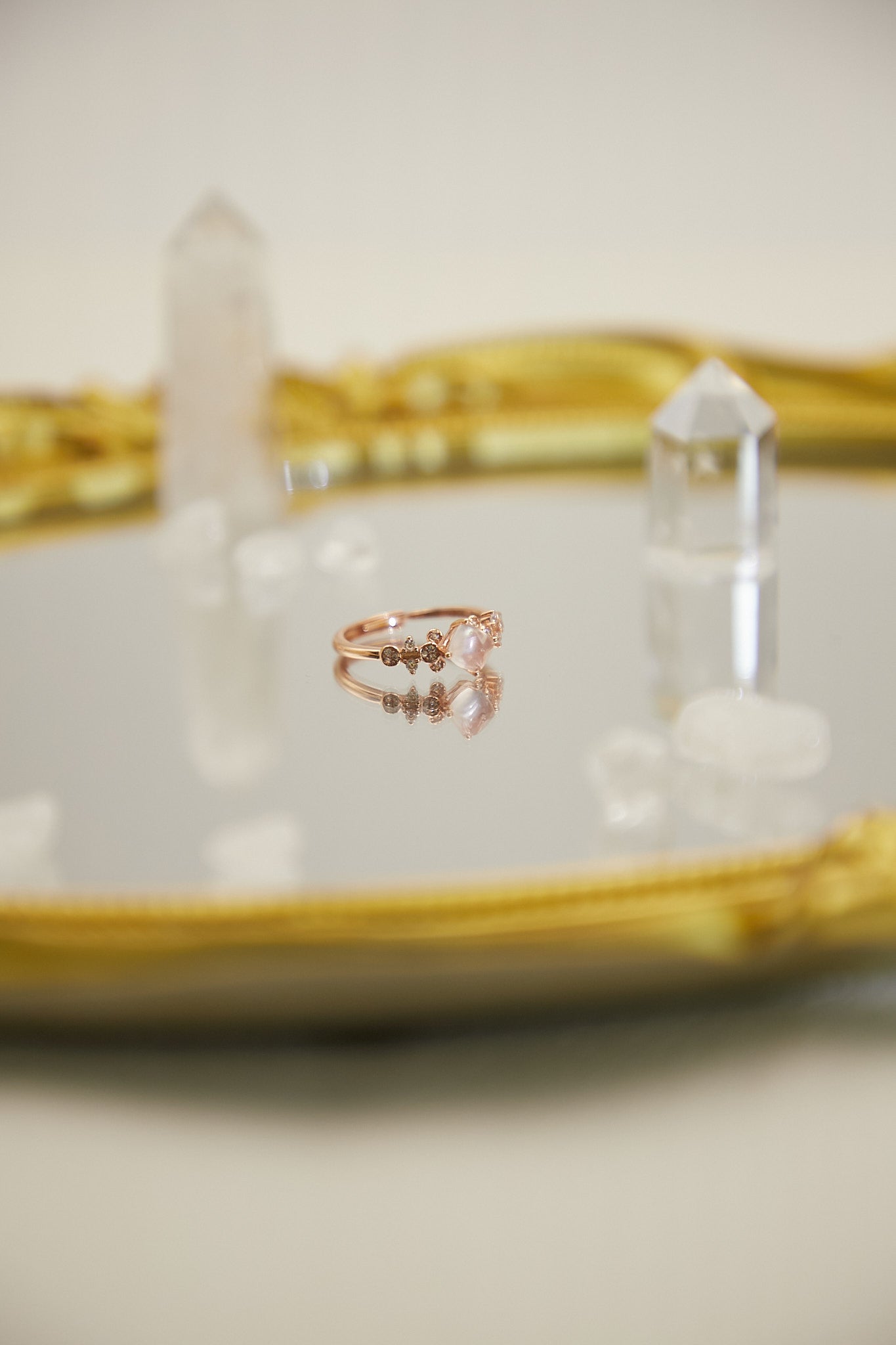 R021- 粉晶S925開口戒指