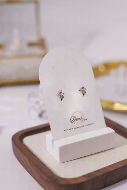 E060-黃晶十字星耳釘