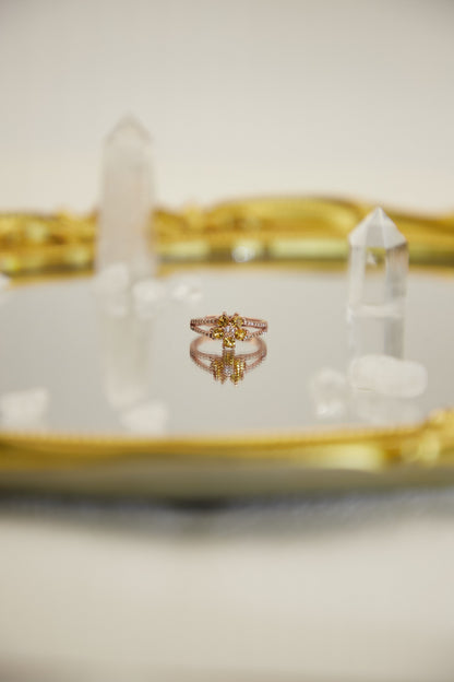 R024- 黃晶S925開口戒指