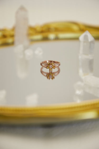 R024- 黃晶S925開口戒指