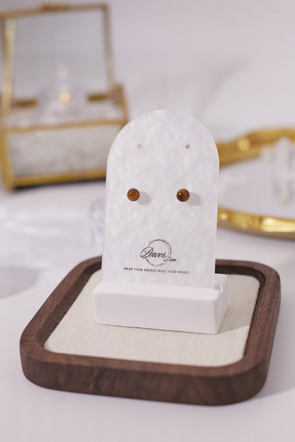 E063-黃虎眼石耳釘