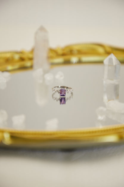 R025-  紫晶S925開口戒指