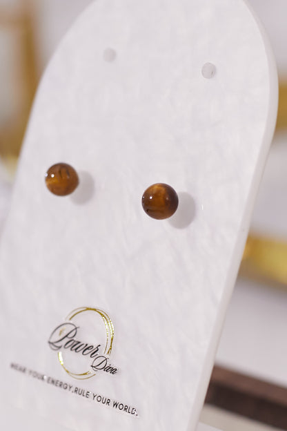 E063-黃虎眼石耳釘